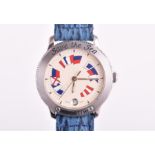 A Corum Memotime 'Save the Sea' stainless steel automatic wristwatch the cream dial decorated with