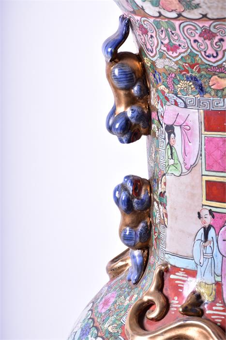 A very large floor standing 20th century Chinese porcelain famille rose vase decorated with hand - Image 6 of 10