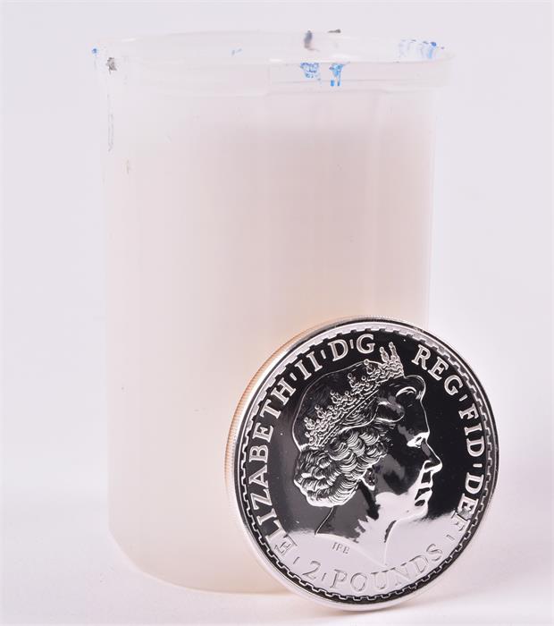 MIXED COINS, GREAT BRITAIN. A mint tube of twenty Fine Silver Britannias, 2014 Contained in the - Image 2 of 10