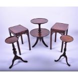 A collection of small items of occasional furniture comprising a two-tier mahogany waiter (67 cm