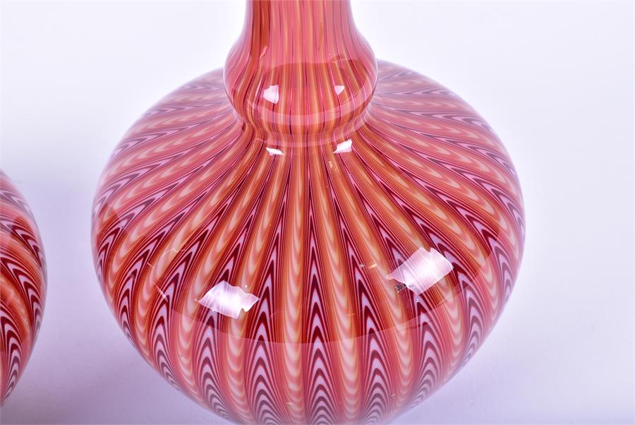 A pair of late 19th century Stevens & Williams 'Osiris ware' art glass vases each of tapering - Image 3 of 6