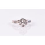 An 18ct white gold and diamond daisy cluster ring the diamonds approximately .0.50 carats