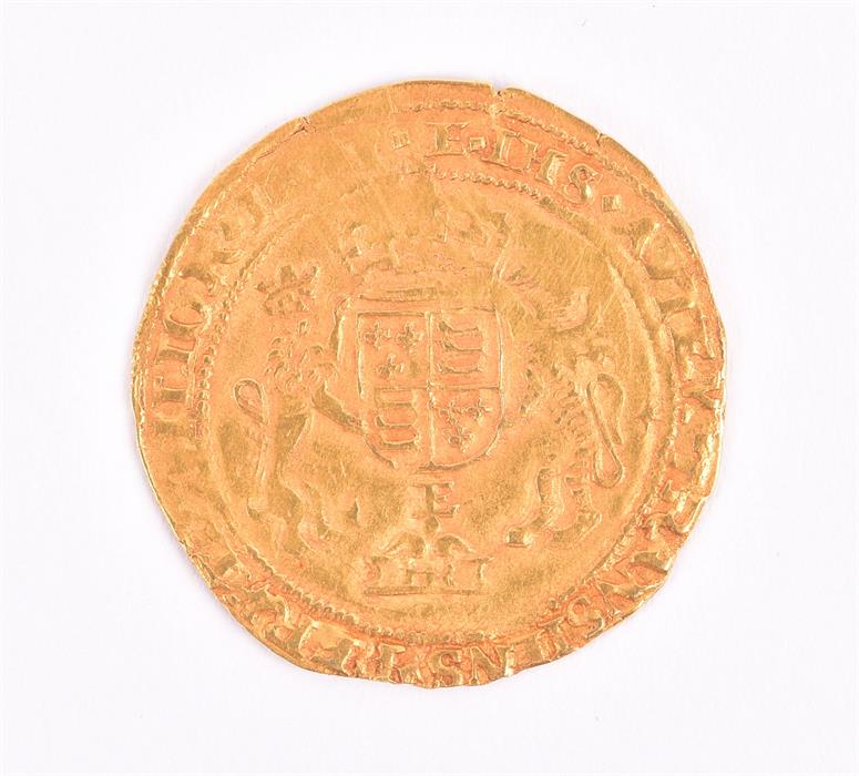EDWARD VI, IN THE NAME OF HENRY VIII, 1547-51. HALF SOVEREIGN Southwark mint, mm. E. Obv: Portrait - Image 2 of 3