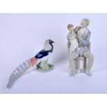 A Lladro figure group: 'Grandfather and Grandchild'  31 cm, together with a Royal Copenhagen Asiatic