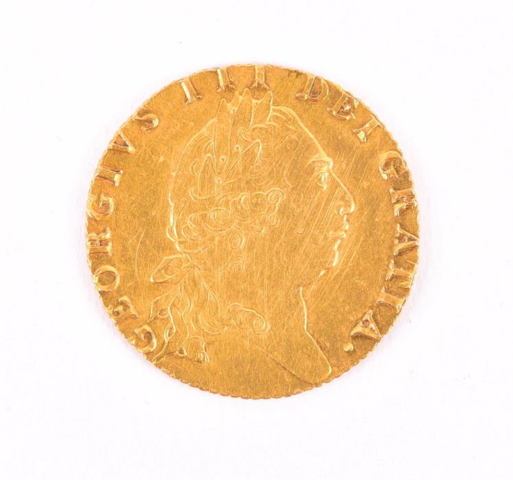 GEORGE III, 1760-1820. GUINEA, 1793 Obv: Laureate bust right. Rev: Crowned 'spade'-shaped shield. - Image 5 of 6