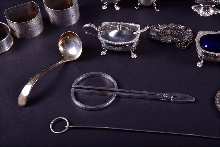 A mixed group of Victorian and later silver cruets comprising a pair of open salts, a covered - Image 3 of 10