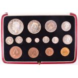 GEORGE VI, 1936-52. PROOF SET OF FIFTEEN COINS, 1937 In the tooled red leather and velvet lined case