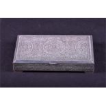 A Persian Isfahan rectangular silver box stamped 'Vartan', with detailed engraved decoration on four