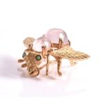 A moonstone bee brooch the central thorax and abdomen each composed of a cabochon moonstone,