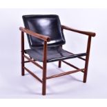 A 1960s Danish Soborg Mobelfabrik oak and black saddle leather No.506 Safari chair, designed by