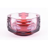 A 1960s Borské Sklo Exbor 'Dual' bowl designed by Karel Wünsch c1962, the Ruby flashed colourless