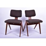 A 1950s-60s pair of Hille 'Hillestak B' beech chairs, designed by Robin Day in 1951, the frame