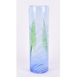 A 1980s Czechoslovakian Crystalex 'Flora' cylinder vase, designed by Jiri Suhajek c1980, the blue