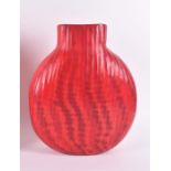 A Massimo Micheluzzi Murano glass murrine vase, the colourless flattened oval section body cased