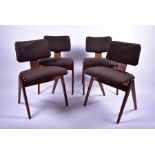 A set of four 1950s-60s Hille 'Hillestak B' beech chairs, designed by Robin Day in 1951, the frame