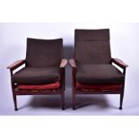 A pair of 1960s Guy Rogers 'Manhattan' teak armchairs, designed by George Fejer and Eric Pamphilon