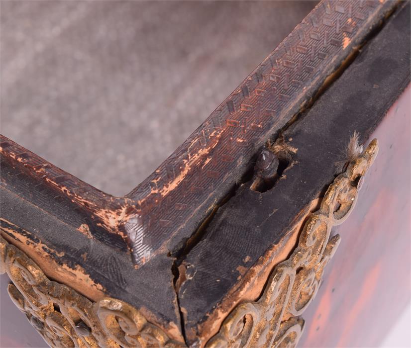 A large 18th century tortoiseshell chest of sarcophagus form with a hinged lid opening to reveal a - Image 12 of 14