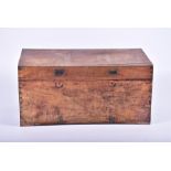 A large late 19th century camphorwood campaign chest brass bound with twin handles either side and