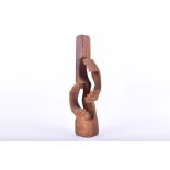 Brian Wilshire (contemporary) British an abstract wooden sculpture of vertical form with inset cut