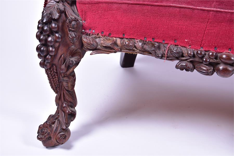 A 19th century European rosewood sofa the low back and frame with detailed carved fruit and - Image 18 of 26