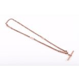A 9ct rose gold Albert chain composed of anchor and bar links, with toggle, 19.6 grams.