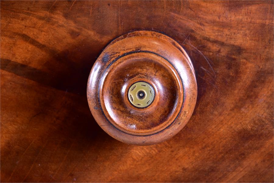 A large flame mahogany bow-front chest  with two short over three long drawers, flanked by faceted - Image 4 of 6