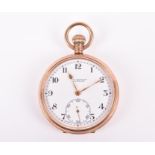 A 9ct yellow gold pocket watch the white dial with Roman numerals, marked for J. W. Benson,