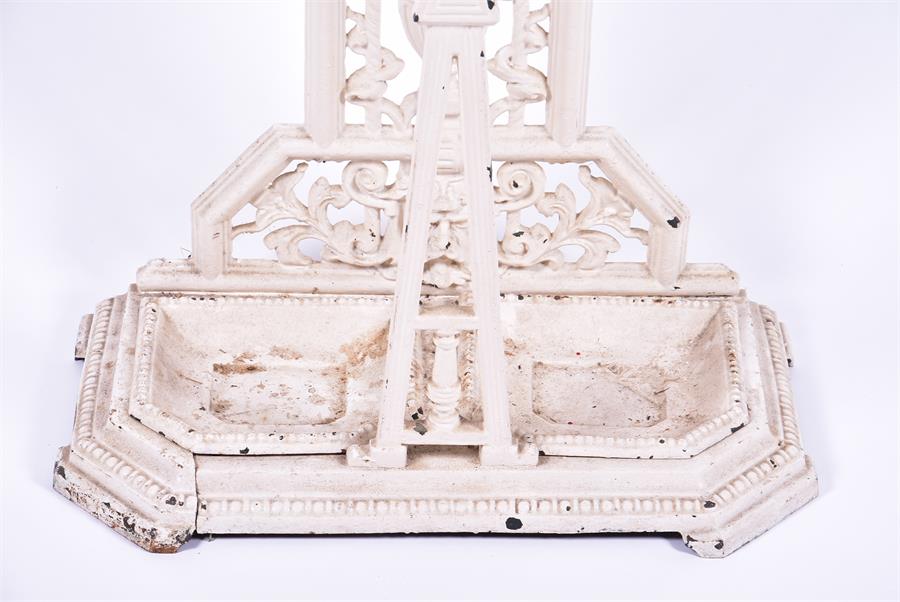 A Victorian cast iron stick stand in the Aesthetic taste, later white painted, 83 cm high x 56 cm. - Image 4 of 4