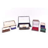 A collection of vintage and antique jewellery boxes various sizes, including a thimble box, ring