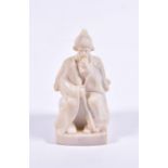 A late 19th / early 20th century Continental marble study of a seated figure the cloaked