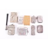 A small group of vesta cases including a rectangular silver example, birmingham 1914, by W J Myatt &