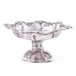 A Victorian silver pierced pedestal dish  London 1861, by George Fox, with shaped scroll rim