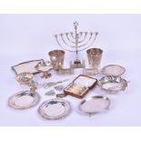 A collection of silver and silver plated wares to include a Georgian silver kettle stand, a