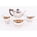 An assembled four-piece tea set Chester, London & Birmingham 1895 & 1899, various makers,