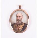 A 19th century portrait miniature on ivory depicting a Prussian gentleman the bearded figure in a