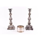 A pair of mid-19th century Austro-Hungarian silver candlesticks Vienna, 1857, the central knopped