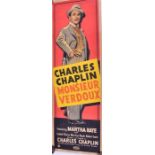 A film poster: 'Charlie Chaplin in Monsieur Verdoux'  1947, directed by and starring Charlie