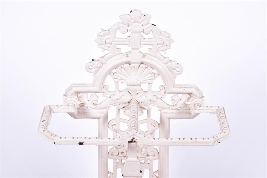 A Victorian cast iron stick stand in the Aesthetic taste, later white painted, 83 cm high x 56 cm. - Image 3 of 4