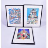 Three late 20th century limited edition lithographic prints indistinctly pencil signed by the same