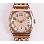 A 1930s Rolex 9ct yellow gold mechanical wristwatch the circular silvered dial with Arabic