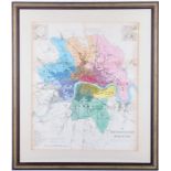 A 19th century hand-coloured map of 'The Metropolitan Boroughs [of London], As Defined by the Reform