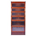 A large eight-sectional mahogany Globe Wernicke bookcase with six leaded glazed compartments,