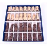 A “Farmers Bust Chess Set” by Dolfi Kings 8cm.  Felted bases.  In the original fitted card box.