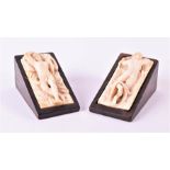 Erotica: a pair of 19th century carved ivory panels depicting reclining nudes in response to the