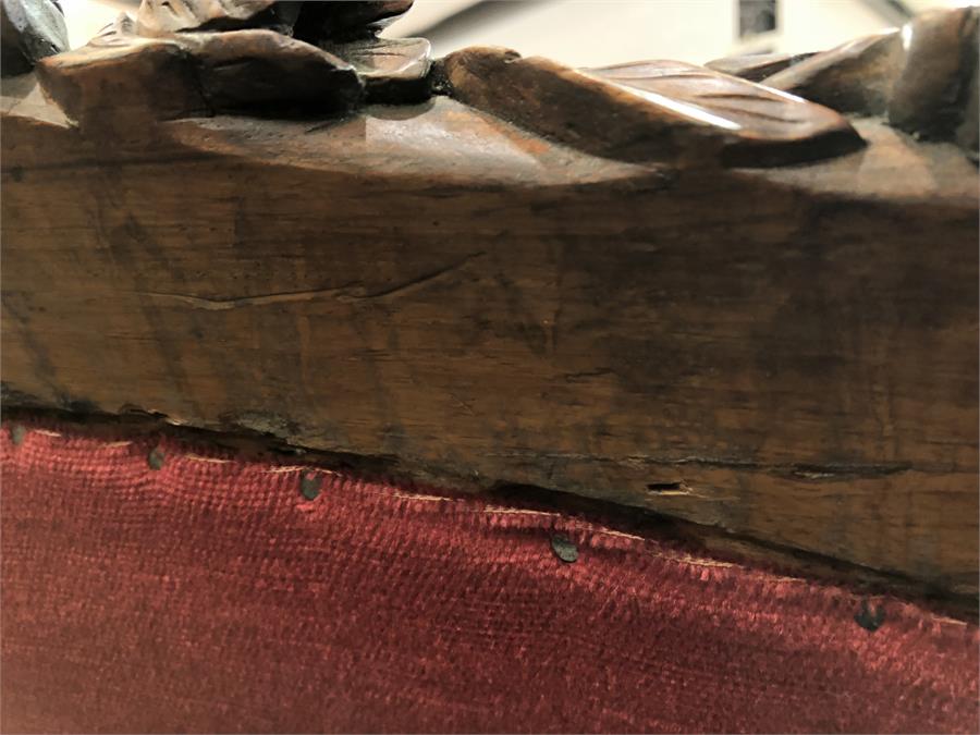 A 19th century European rosewood sofa the low back and frame with detailed carved fruit and - Image 9 of 26