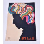 Bob Dylan: A Milton Glaser designed poster folded, original artwork created by Glaser fro Dylan on