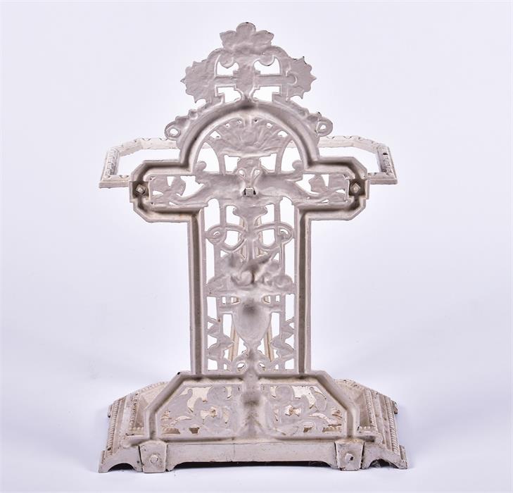 A Victorian cast iron stick stand in the Aesthetic taste, later white painted, 83 cm high x 56 cm. - Image 2 of 4