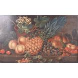A 19th century Dutch School an exotic summer fruit still life painting, unsigned, oil on tin, within