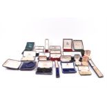 A group of antique and vintage jewellery boxes including various examples and sizes, for rings,