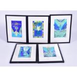 Five late 20th century limited edition lithographic prints indistinctly pencil signed by the same